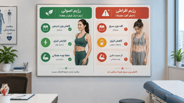 اینفوگرافیک مقایسه رژیم اصولی و رژیم افراطی